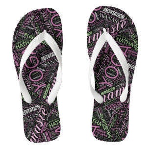 Yoga Word Cloud Plum/Green ID254 Thongs