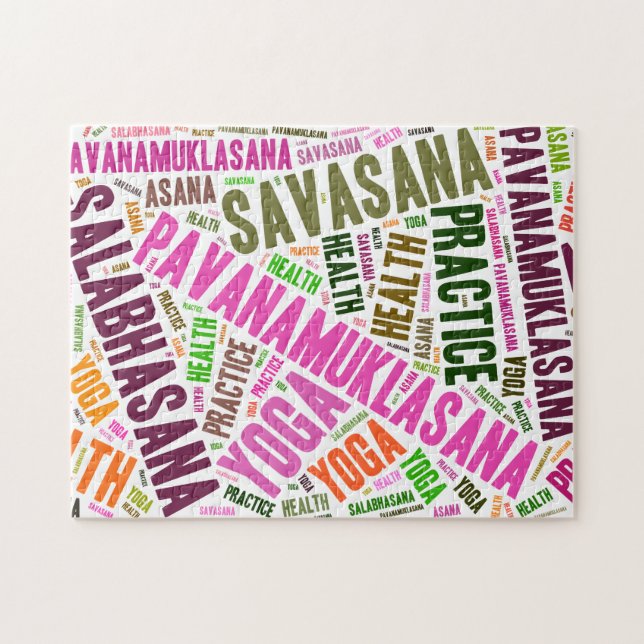 Yoga words design jigsaw puzzle (Horizontal)