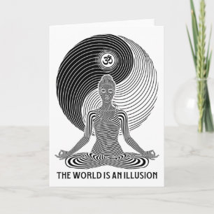 Yoga World Illusion Yin Yang Zen Girl Meditation F Card