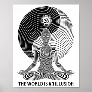 Yoga World Illusion Yin Yang Zen Girl Meditation F Poster