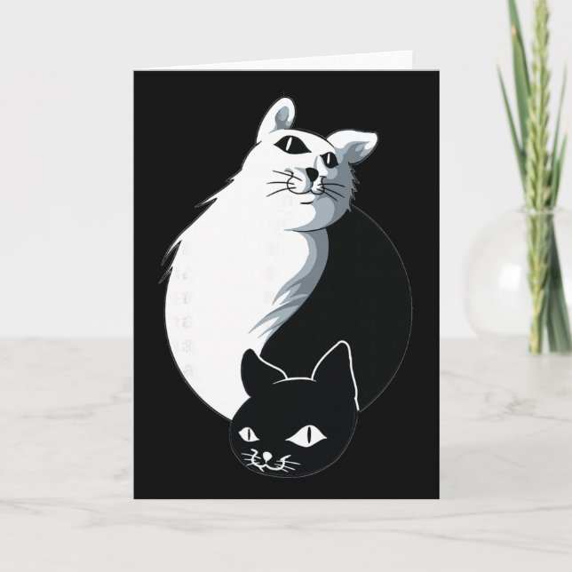 Yoga Ying Yang Cat  Card (Front)