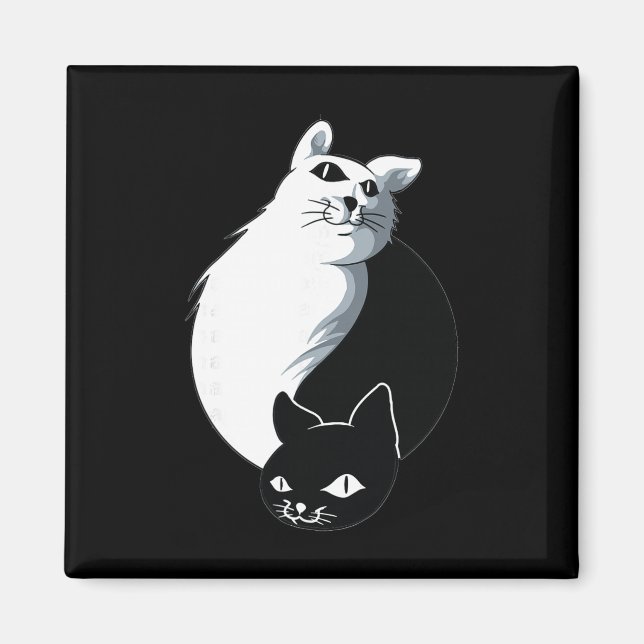 Yoga Ying Yang Cat  Magnet (Front)
