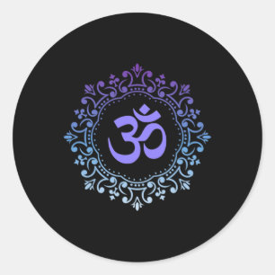 Yoga Yogi New Age Mandala Meditation Reiki Purple Classic Round Sticker