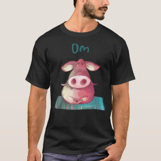 Yoga Zen Meditation Pig Art Design T-Shirt