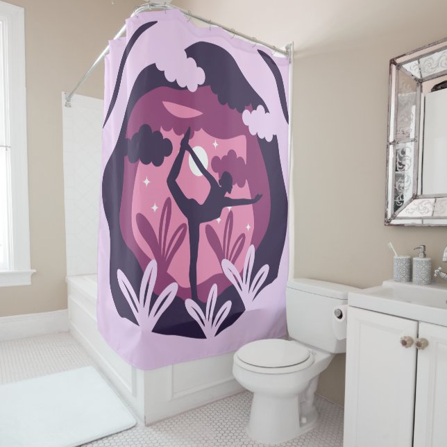 Yoga Zen Meditation Purple Namaste  Shower Curtain (In Situ)