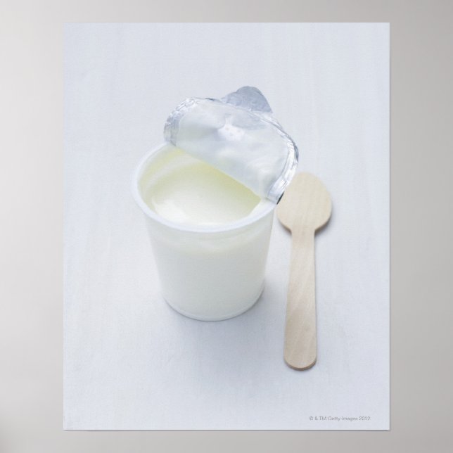 Yoghurt in opened disposable cup poster (Front)