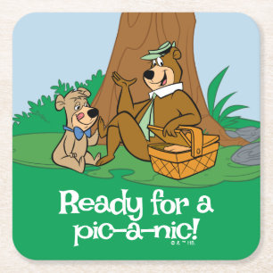 Yogi Bear and Boo-Boo Picnic Snack Square Paper Coaster