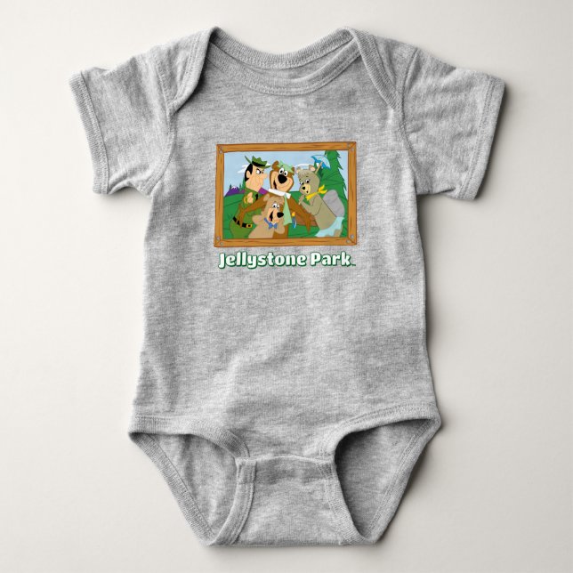Yogi Bear and Friends Framed Forest Picture Baby Bodysuit (Front)