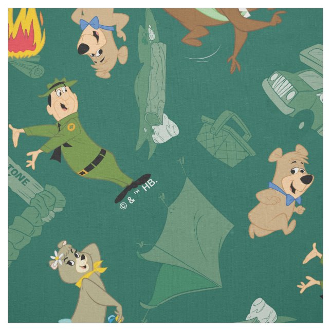Yogi Bear and Friends Jellystone Park Camp Pattern Fabric (Swatch)