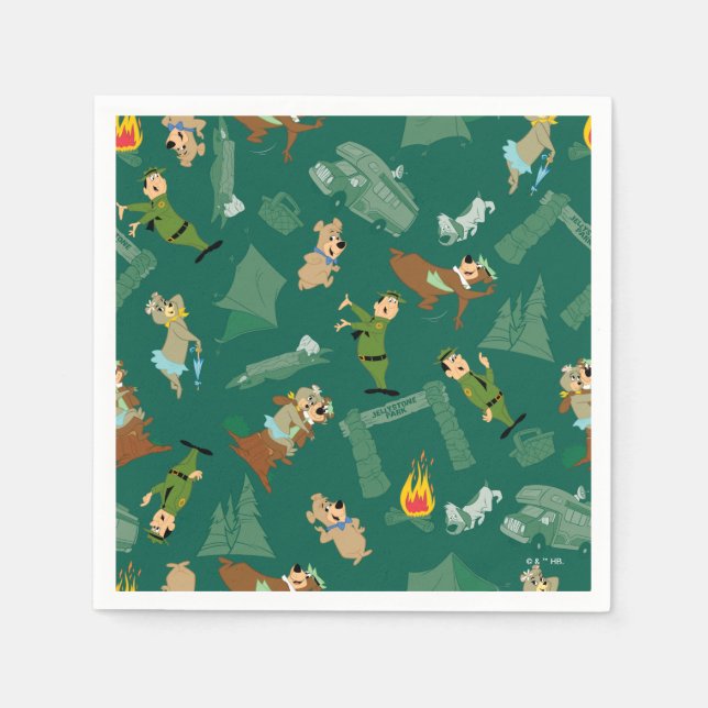 Yogi Bear and Friends Jellystone Park Camp Pattern Napkin (Front)