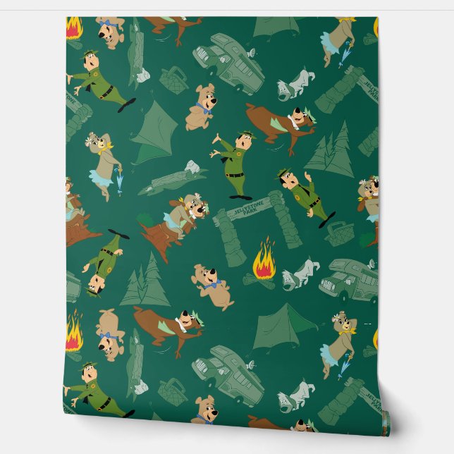 Yogi Bear and Friends Jellystone Park Camp Pattern Wallpaper (Unrolling)