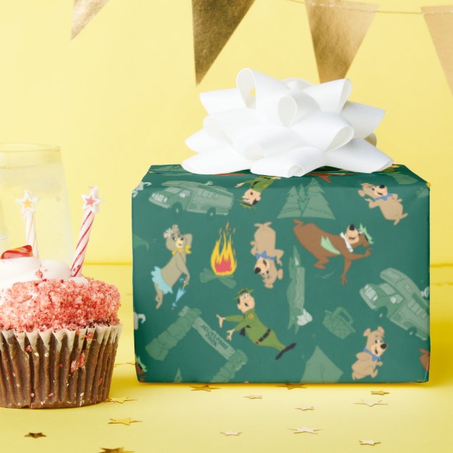 Yogi Bear and Friends Jellystone Park Camp Pattern Wrapping Paper (Birthday Party)