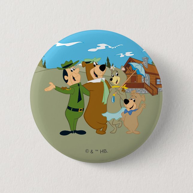 Yogi Bear and Friends Warm Welcome 6 Cm Round Badge (Front)