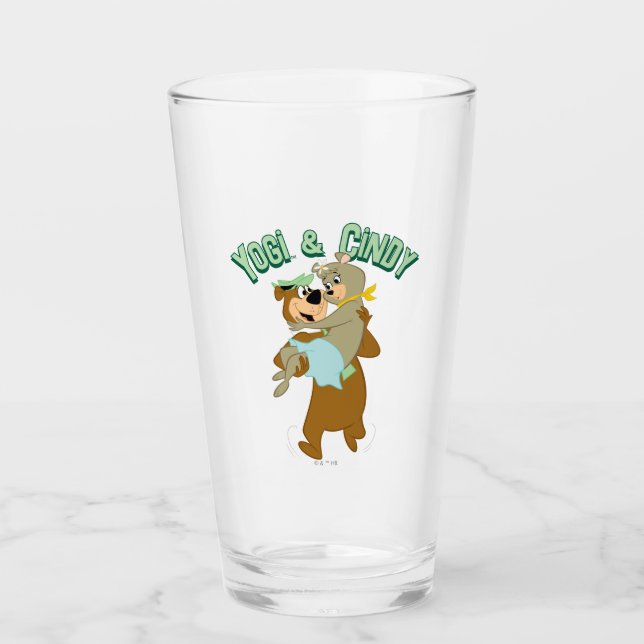 Yogi Bear Carrying Cindy Bear Glass (Front)