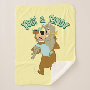 Yogi Bear Carrying Cindy Bear Sherpa Blanket