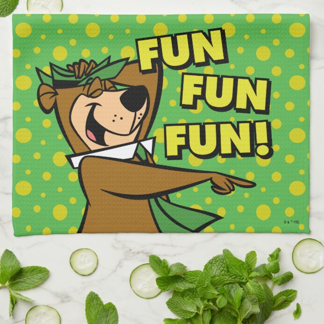 Yogi Bear Fun Fun Fun Tea Towel (Folded)