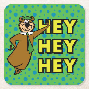 Yogi Bear Hey Hey Hey Square Paper Coaster