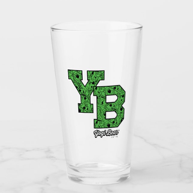 Yogi Bear Patterned Varsity Letters Glass (Front)