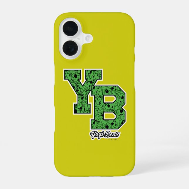 Yogi Bear Patterned Varsity Letters iPhone 16 Case (Back)