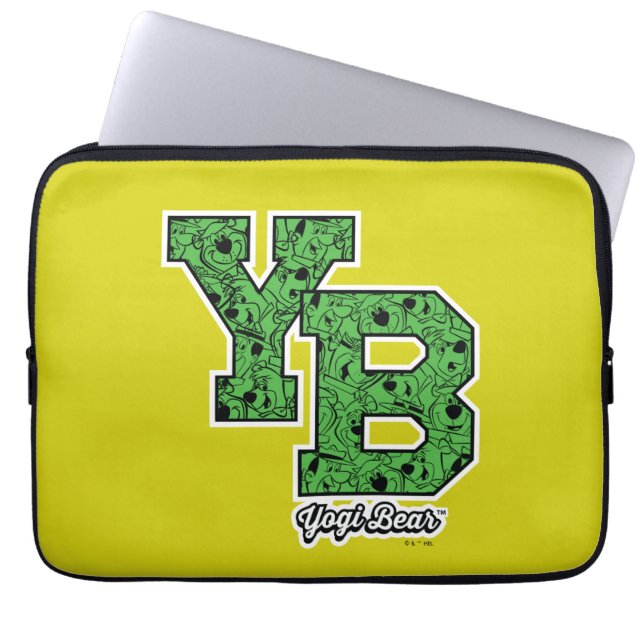 Yogi Bear Patterned Varsity Letters Laptop Sleeve (Front)
