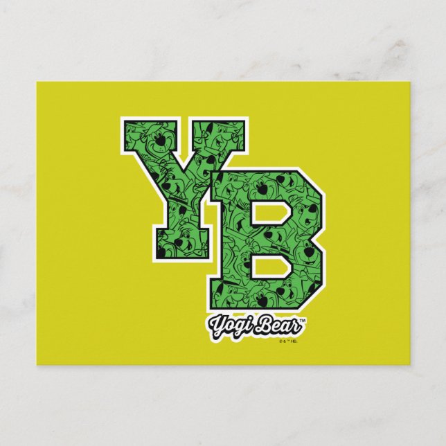 Yogi Bear Patterned Varsity Letters Postcard (Front)