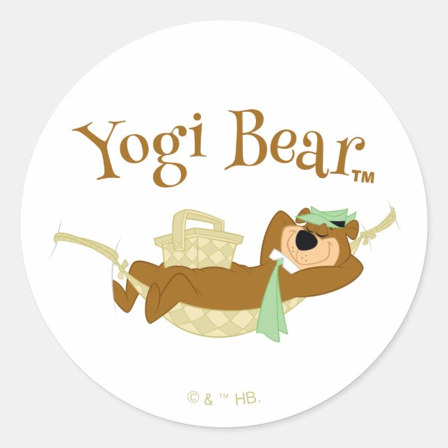 Yogi Bear Picnic Hammock Nap Time Classic Round Sticker (Front)