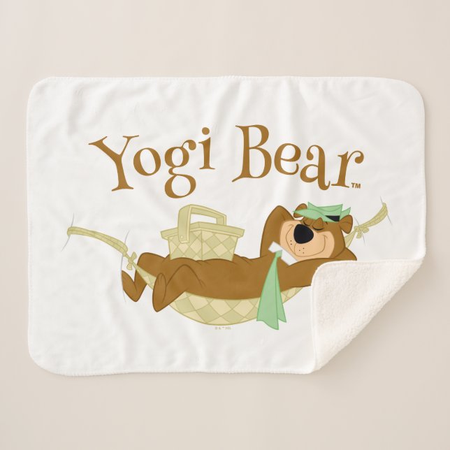 Yogi Bear Picnic Hammock Nap Time Sherpa Blanket (Front (Horizontal))