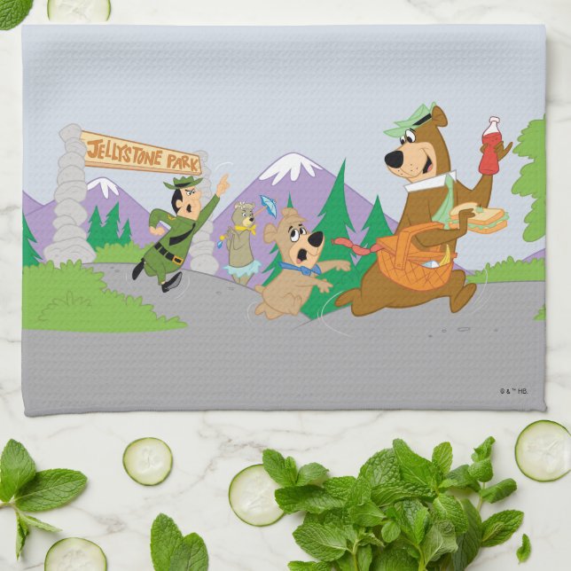 Yogi Bear's Great Picnic Basket Escape Tea Towel (Folded)