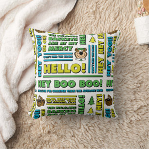 Yogi Bear's Picnic Quotes & Fun Phrases Pattern Cushion