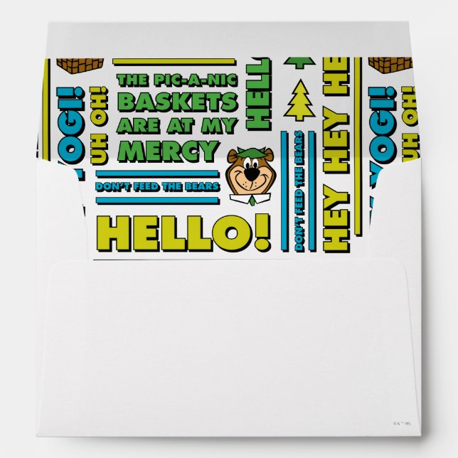 Yogi Bear's Picnic Quotes & Fun Phrases Pattern Envelope (Back (Bottom))