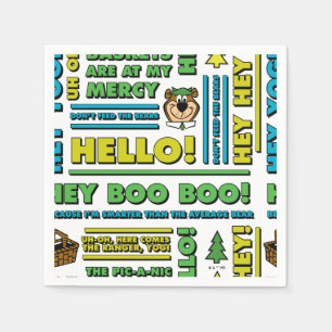 Yogi Bear's Picnic Quotes & Fun Phrases Pattern Napkin