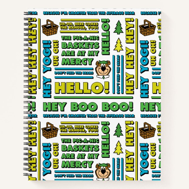 Yogi Bear's Picnic Quotes & Fun Phrases Pattern Notebook (Front)