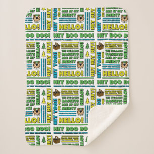 Yogi Bear's Picnic Quotes & Fun Phrases Pattern Sherpa Blanket