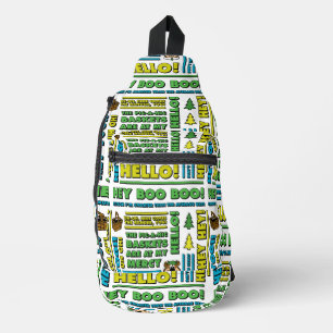 Yogi Bear's Picnic Quotes & Fun Phrases Pattern Sling Bag