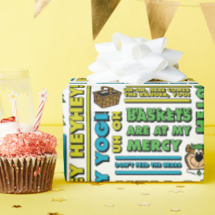 Yogi Bear's Picnic Quotes & Fun Phrases Pattern Wrapping Paper