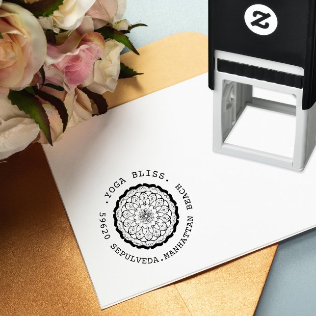 Yogi Floral Mandala Address Round Self-inking Stamp (Creator Uploaded)
