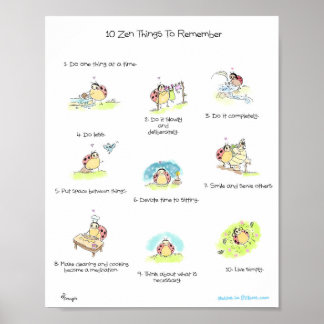 Yogi Ladybug "10 Zen Things To Remember" PRINT