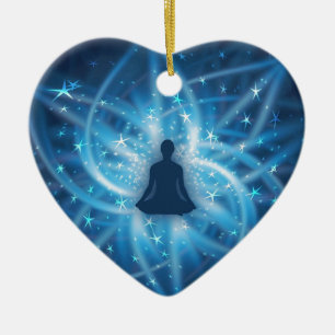 Yogi meditating ceramic ornament