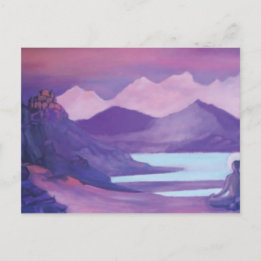 Yogi & Monastery in Tibetan Mountains Postcard