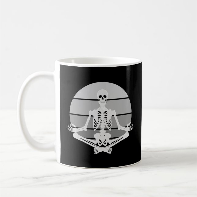 Yogi Skeleton Practicing Yoga Funny Halloween gift Coffee Mug (Left)