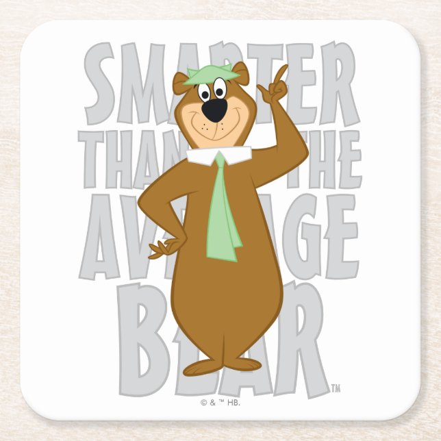 Yogi "Smarter Than The Average Bear" Square Paper Coaster (Front)