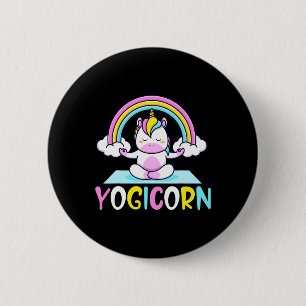 Yogicorn Unicorn Yoga Practitioner Meditate Inhale 6 Cm Round Badge