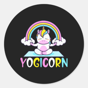 Yogicorn Unicorn Yoga Practitioner Meditate Inhale Classic Round Sticker