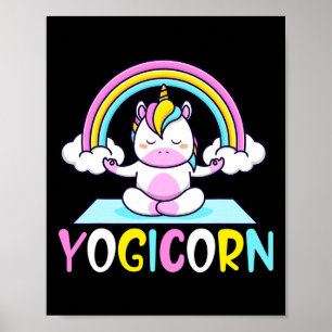 Yogicorn Unicorn Yoga Practitioner Meditate Inhale Poster