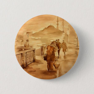 Yogurt Delivery In Istanbul Painting Historical Ar 6 Cm Round Badge