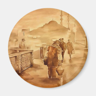 Yogurt Delivery In Istanbul Painting Historical Ar Magnet