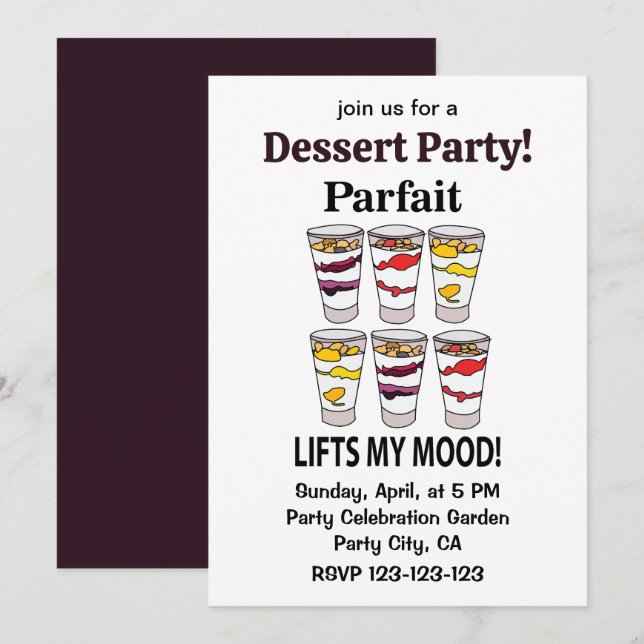 Yogurt Parfait Cold Sweet Fruit Dessert  Invitation (Front/Back)