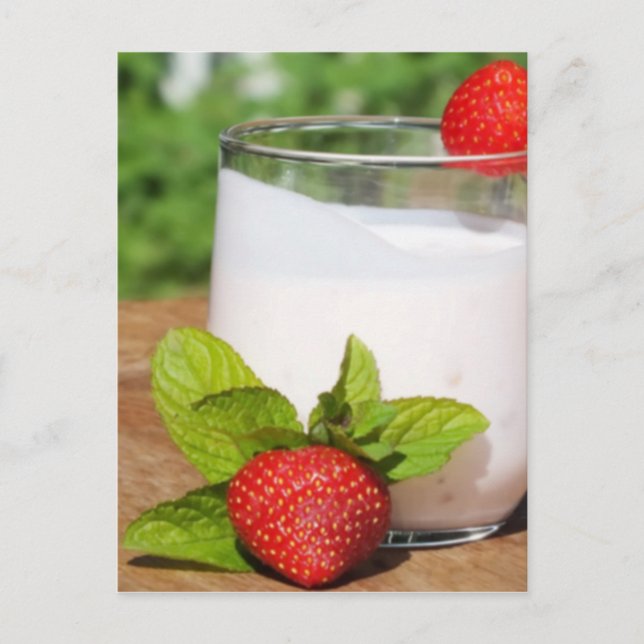 yogurt with fruit on a board postcard (Front)