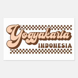 Yogyakarta Indonesia Retro Brown Text Rectangular Sticker