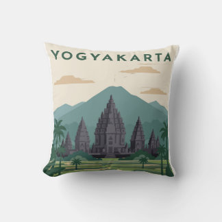 Yogyakarta Indonesia Travel Poster Cushion